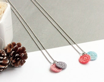 Crochet necklace, Locket necklace minimalist, Colorful necklace for her, Hypoallergenic necklace custom, Crochet jewelry, Crochet jewlery