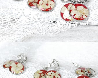 Handmade gift mother day gift earrings long red earrings charm jewelry Mother daughter jewelry Circle earrings Prom jewelry French earrings
