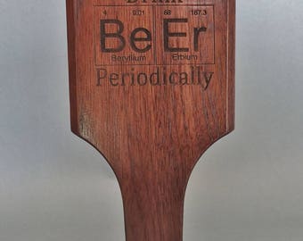 Periodic Table Inspired Engraved Tap Handle Available in Walnut, Cherry, White Oak or Maple.