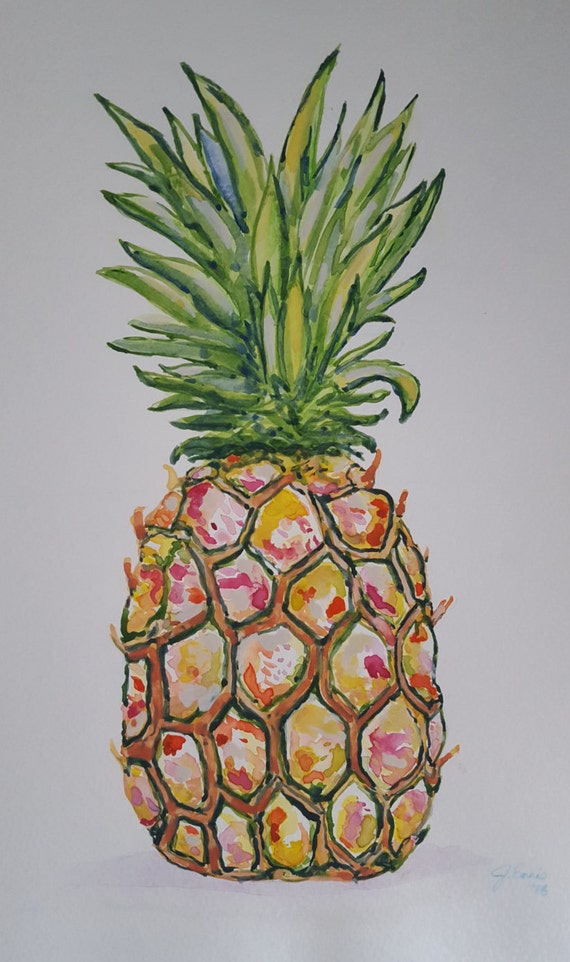 Watercolor Abstract Pineapple