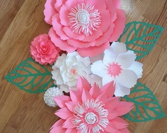 Nursery paper flowers, Nursery decor, Baby shower paper flowers, Baby shower backdrop, nursery art, paper flowers for nursery, wall art