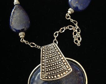 Lapis Lazuli Necklace, Long Necklace, Gemstone Jewelry, Semi Precious Stone Jewelry, Unique Necklace, Blue Stone Necklace, Elegant Jewelry