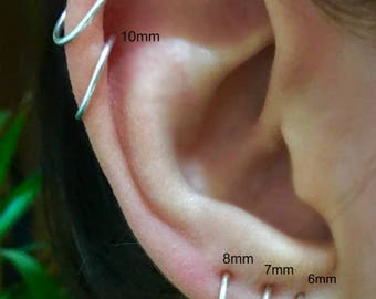 Cartilage Earrings 14K Gold Filled & Sterling Silver , Hoop Earrings , Endless Hex Helix Hoops , Gold Hoops , Cartilage Jewelry, Lip Ring