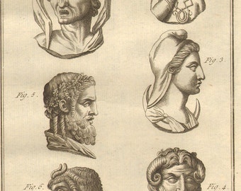 1804 Rare Antique Greek Mythology Print Engraving Roman Gods Typhon Jupiter Laid Paper Encyclopédie Méthodique Recueil D'Antiquites French