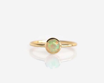 opal ring, stackable ring, opal gold ring, dainty stacking ring, gift for her, girlfriend gift, romantic gift, gift for wife, gift for women