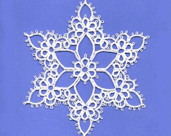 Joy Tatting Pattern PDF, snowflake, tatted snowflake, tatting, tatting pattern, Christmas tatting, lace, beaded tatting, tatting points