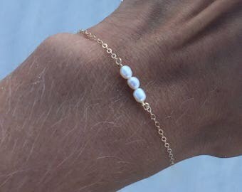 Pearl bracelet gold filled 14k bracelet delicate chain bracelet dainty tiny pearl bracelet bridesmaid gift bridesmaid jewelry gold filled