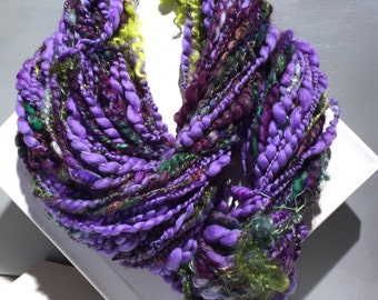 Handspun Art Yarn Club, Wilde Garden Yarn Club, Thick and thin Super bulky art yarn, free ship US, big knitting crochet Saori weaving yarn