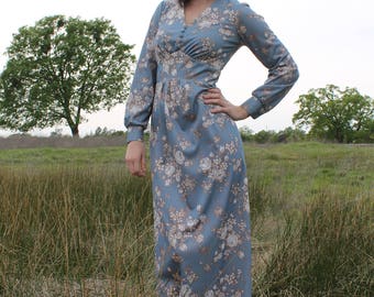 BRAMBLE Vintage Maxi Dress 1970's Floral Boho Gunne Sax Style