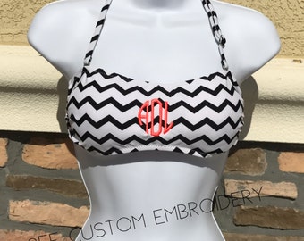 Personalized Monogrammed Bathing Suit Top-Monogrammed Bandeau-Monogrammed Bikini Top
