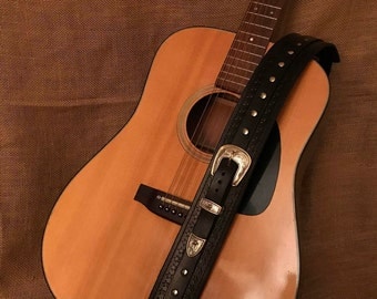 Beautiful Hand Made Leather Guitar Strap