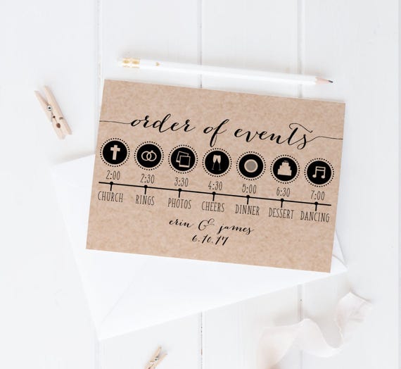 order of events wedding day timeline template print custom wedding order of the day template