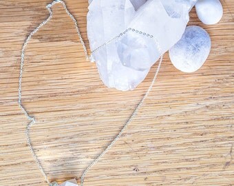 Essential Oil Diffuser Necklace // Wood & Gemstone Bead on Silver Chain