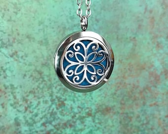 30mm Stainless Steel Essential Oil Diffuser Necklace, Aromatherapy, Homeopathy, Natural Healing, Celtic Design