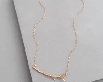 Branch Necklace - Layering Minimal Necklace - Tree Necklace - Gold Minimal Necklace - Nature Necklace - Twig Necklace - Layering Necklace