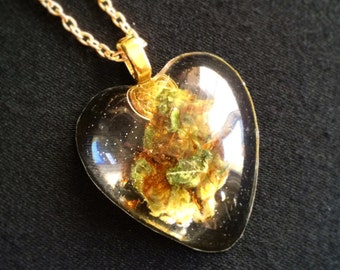 Cannabis Love Pendant-Valentines Day-Weed Pendant-Weed Necklace-Real Weed Necklace-Valentines Gift-MMJ-Stoner Gift-Gifts for Her-Weed Heart