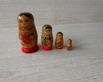 Vintage Nesting doll,Matryoshka,Matroschka,Stacking doll,Russian wood doll,Vintage collectible figure,Handpainted dolls,Russian wood figures