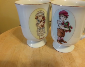 Applause Wallace Berrie and Co Inc, 1984 coffee cups, coffee cup set, 1980’s prop, Rare Wallace Berrie mugs