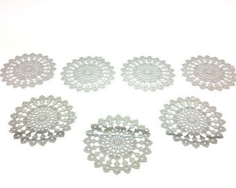 10 prints Fleuries Ajourees 45x44mm platinum silver