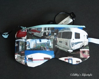 Vintage caravans Glasses case. Handmade.