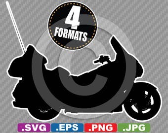 Honda Goldwing Touring Motorcycle Silhouette Clip Art - SVG cutting file Plus eps(vector), jpg, & png