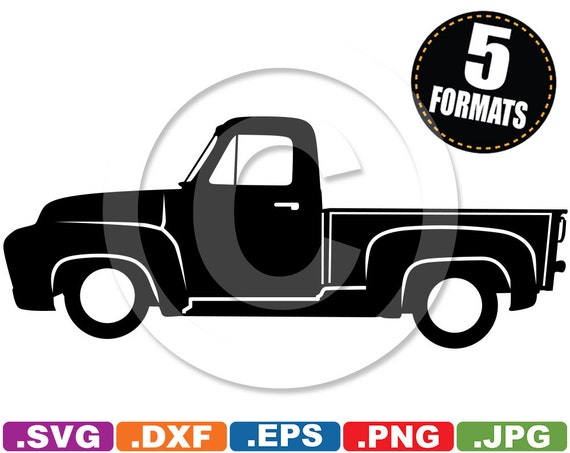 1955 Ford F100 Pickup Silhouette Clip Art Image svg & dxf