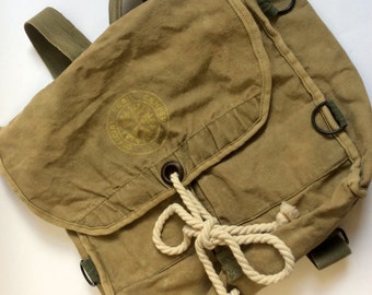 vintage boy scout canvas backpack