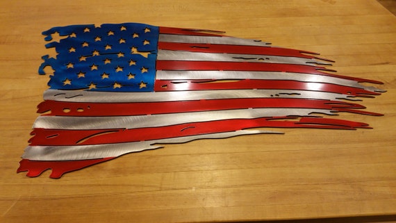 Old Glory Tattered American Flag Metal by StraightEdgeMetalArt