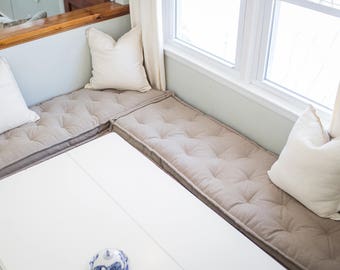 3" Tufted Wool-Filled Bench Cushion / Window Seat / Fits Ikea Kallax / 100% Pure New Wool Filling / Custom Sizes on Request