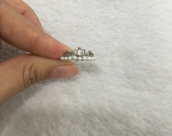 Pearl ring,pearl promise ring,pearl engagement rings for women,freshwater pearl rings,crystal sterling silver open ring,friend sister rings