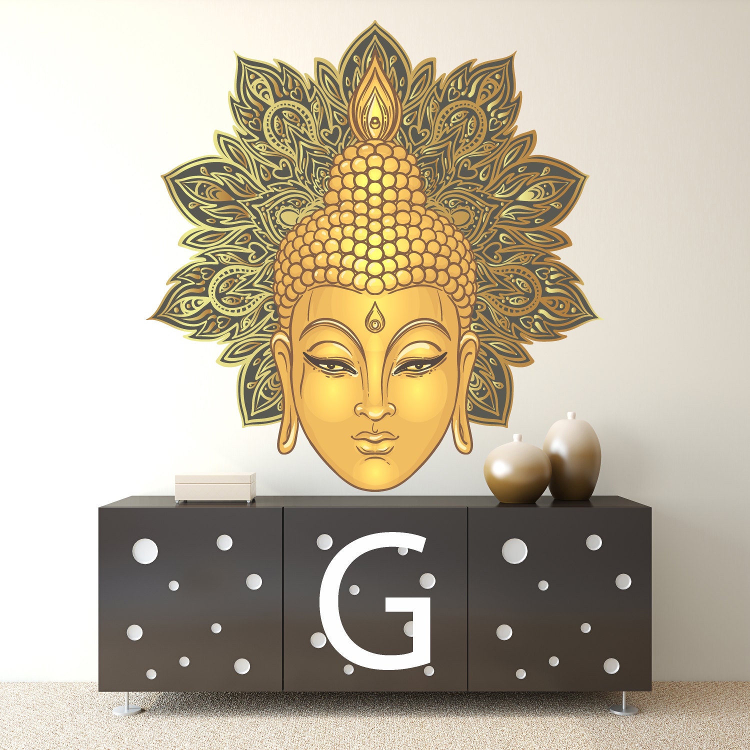 Buddha's Head Wall Sticker / Colorful Buddha's Head