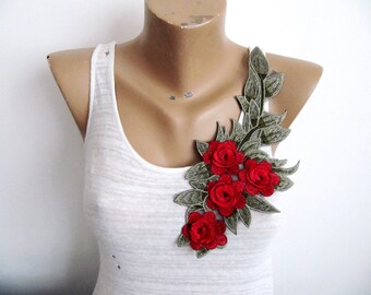 3D Daisy Patch,Sew On Flower patch,Red Daisy Flower Patch,Embroidery Floral Applique,Costume Embellishment,Fashion Craft