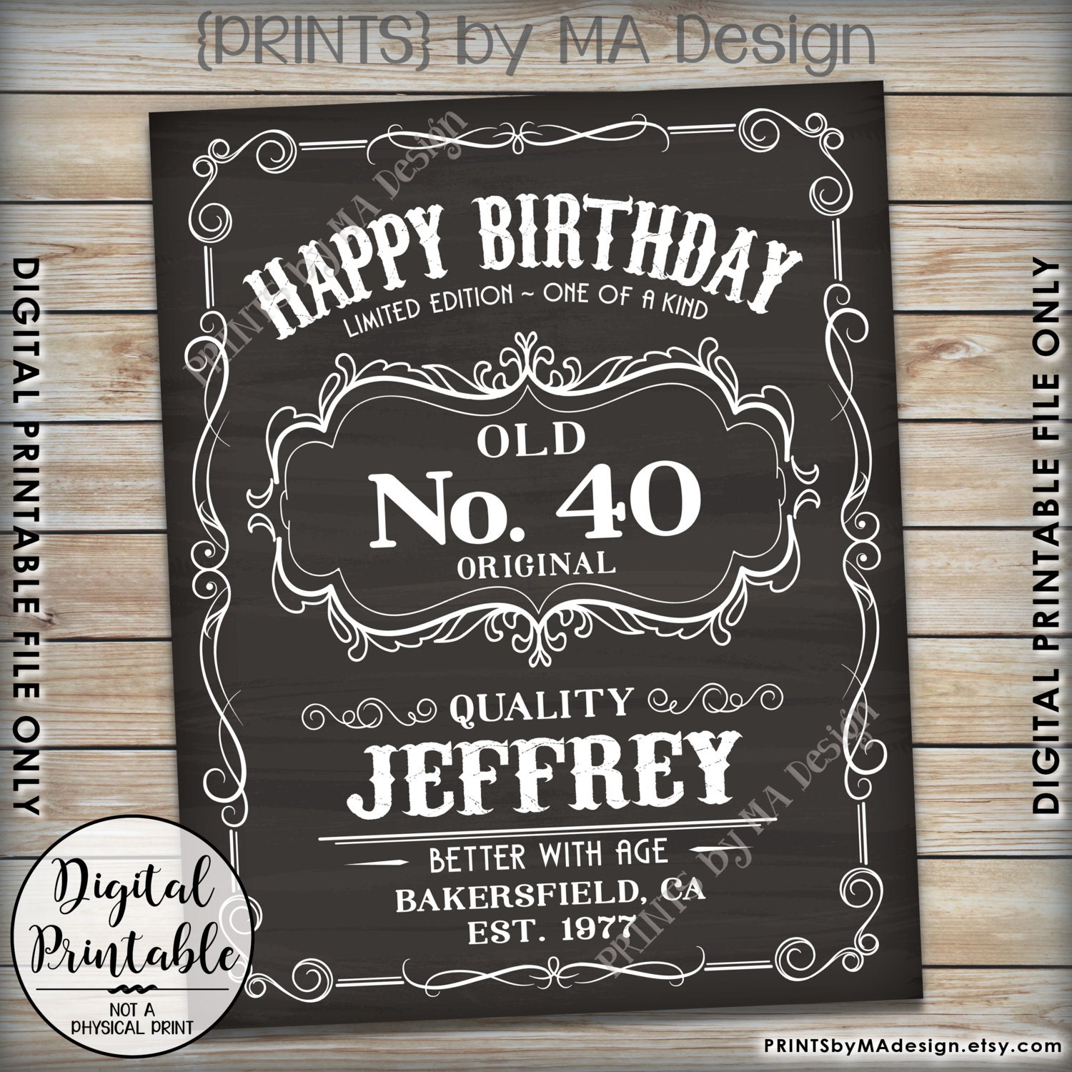 Download Happy Birthday Sign, Vintage Whiskey Themed Birthday, Liquor Themed Birthday Poster, Choose Size ...