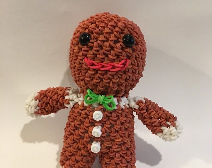 Gingerbread Man/Girl Rubber Band Figure, Rainbow Loom Loomigurumi, Rainbow Loom Holiday