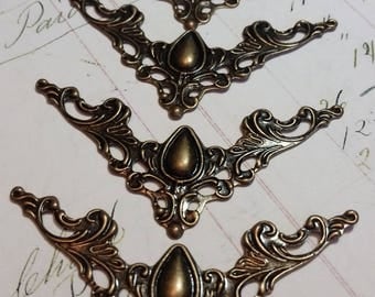 Filigree Metal Book Corners, Antique Bronze- For use on Altered Books, Junk Journals, Mixed Media