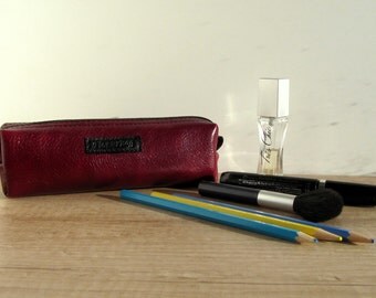 Pencil case leather Holder Pencil pouch leather Small cosmetic bag makeup Organizer School supplies Back to school Makeup brush holder Gift