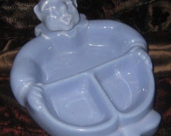 Vintage Blue Clown Baby Food Warmer Divided Feeding Dish, Hankscraft