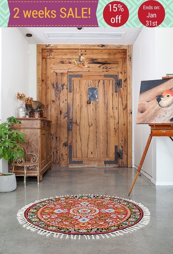 4 ft round small round rugsred area rugsRugs by Carpetism on Etsy