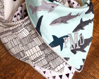 Baby bib boy Bandana Bib shark bib boy Baby gift boy bib Organic Bamboo Terry Bib boy Drool Bib boy shower gift bib for baby boy gift set