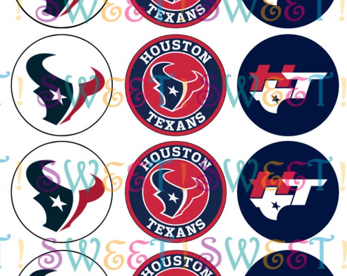 Edible Houston Texans Cupcake, Cookie or Oreo Toppers - Wafer Paper or Frosting Sheet