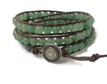 Green Adventurine Bracelet - Green Adventurine BOHO Bracelet - Vegan Bracelet - Women's Beaded Wrap Bracelet - BOHO Chic Bracelet