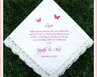 Flower girl Handkerchief from the Bride-Wedding Hankerchief-PRINTED-CUSTOMIZED-Wedding Gifts to flower girl-flower girl hankies-hankerchief