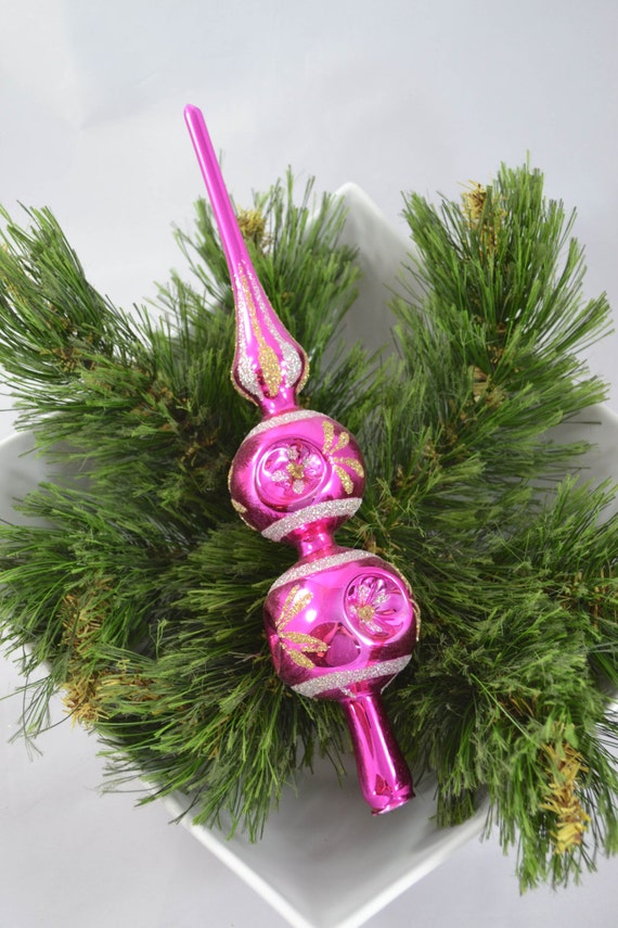 Vintage Glass Spire Tree Topper By Commodore Made in Romania