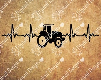 Tractor EKG SVG - png - dxf - eps - fcm - ai - Cut File for Silhouette, Cricut - Farming Love - Tractor SVG - Tractor Heartbeat