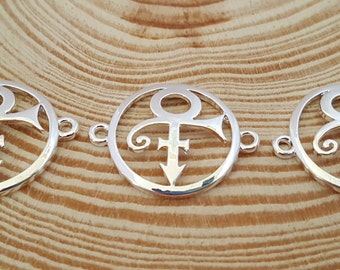 3 Shiny Silver Plate PRINCE Symbol Charm Connectors | Prince Symbol | Name Symbol | 2253
