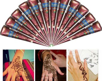 12 Natural Henna Cones, 30gm henna paste in a cone, Handmade henna cones, Hand rolled henna cones, wedding henna kit