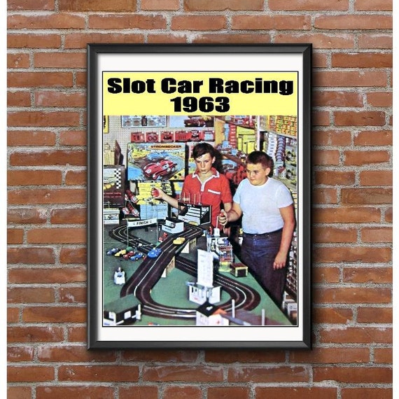 Slot Car Racing 1963 Poster Vintage Slot Car Hobby Shop