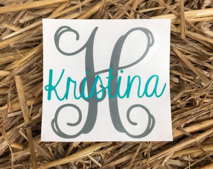 Initial Name Decal - Name Decal - Monogram Decal - Family Name Decal - Glitter Decal - Decal