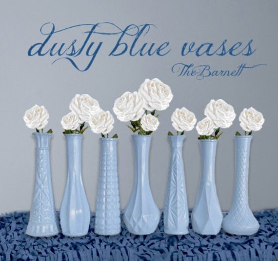 Dusty Blue Blue Vases Dusty Blue Wedding Blue Centerpieces