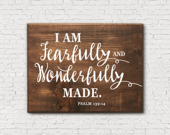 Psalm 139 - I Am Fearfully and Wonderfully Made - Rustic Bible Sign - Rustic Scripture Sign - Bible Verse Sign - Scripture Signs - Psalm 139
